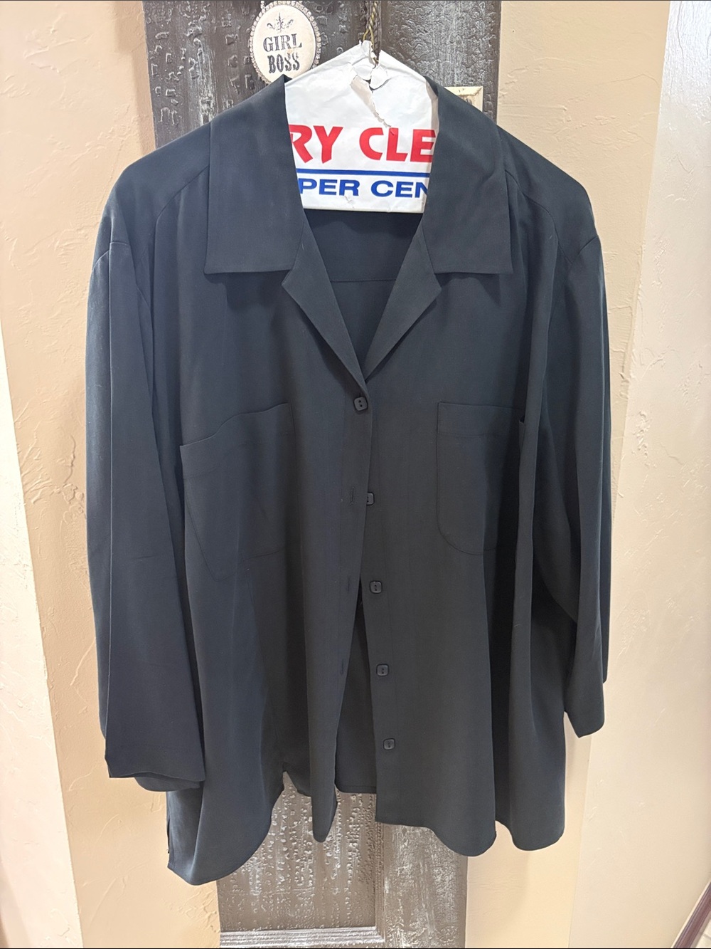 Notations black 2x, 3/4 sleeve button down blouse.
